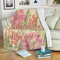 Personalized - Hawaii Tropical Hibiscus Plumeria Premium Blankets - AH White - Polynesian Pride