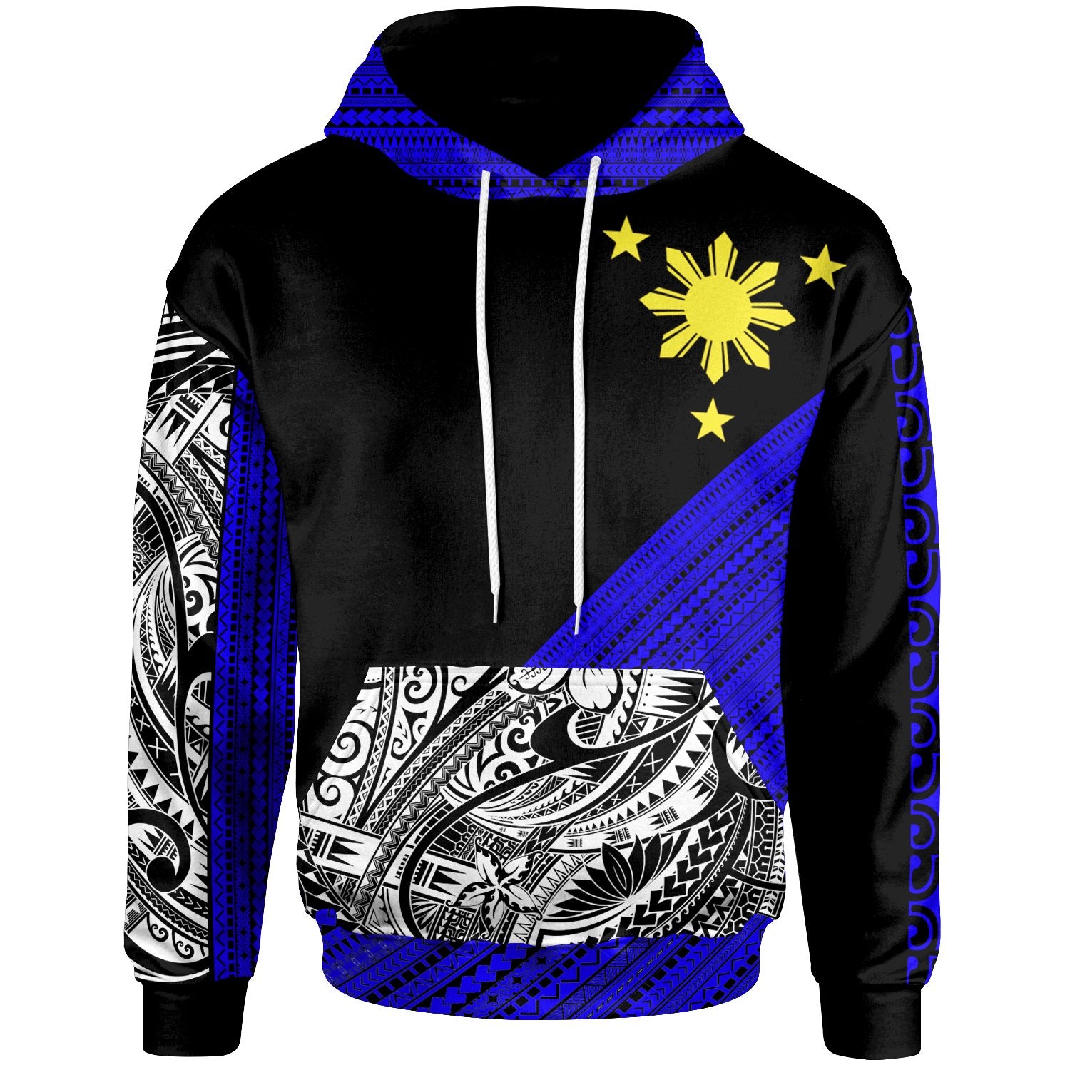 Philippines Custom Hoodie Diagonal Pattern Dark Blue Unisex Blue - Polynesian Pride