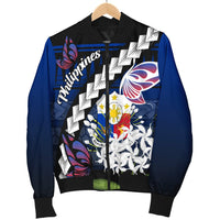 Philippines Men's Bomber Jacket - Butterfly Sampaguita Flower - Polynesian Pride