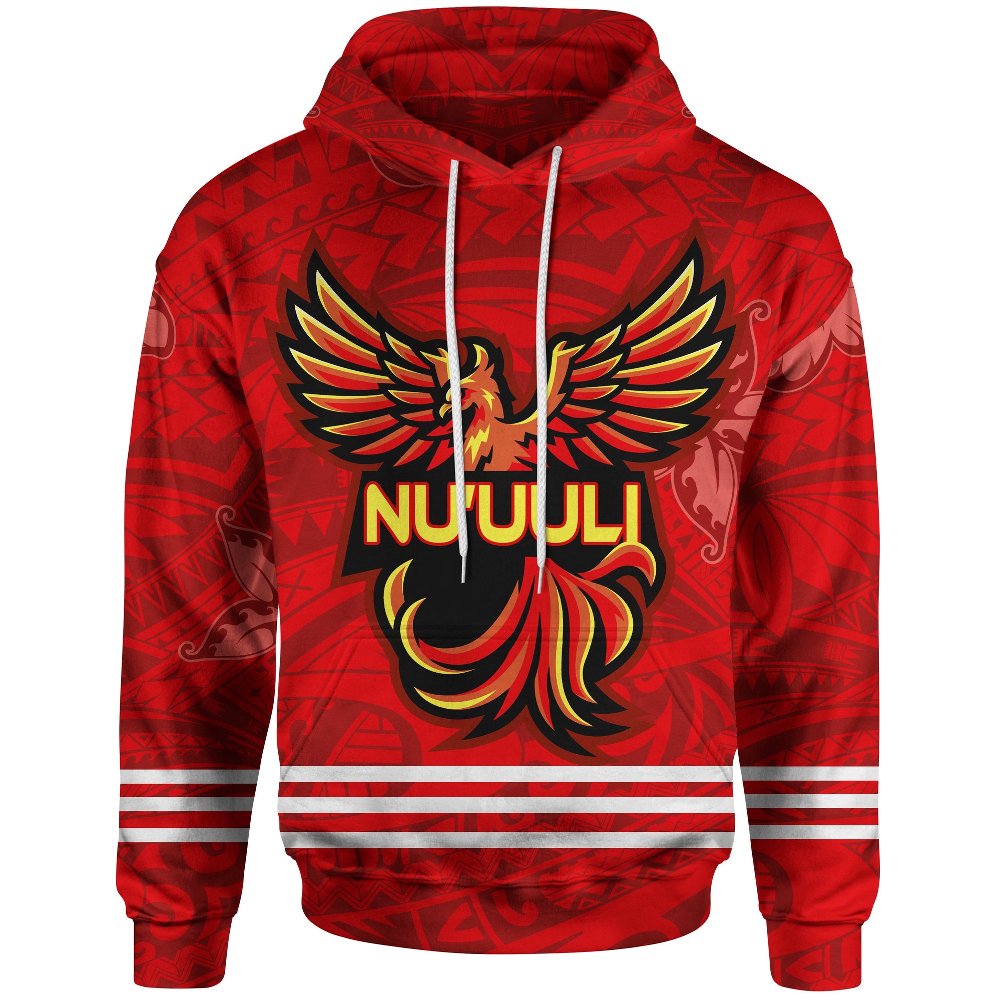 American Samoa Polynesian Hoodie Nuuuli Manulele Tausala With Phoenix Unisex Red - Polynesian Pride