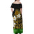 Hawaii Pineapple Off Shoulder Dress - Banana Leaf With Plumeria Flowers - LT12 - Polynesian Pride