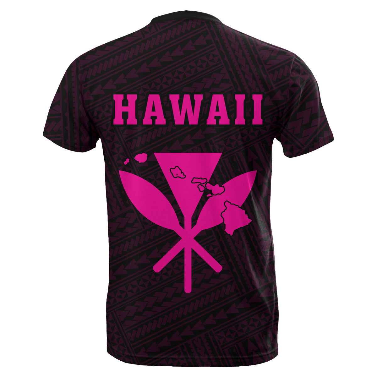 Hawaii Kakau Kanaka Map T Shirt Pink - Polynesian Pride