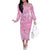 Polynesian Long Sleeves Long Dress Tapa Plumeria Style - Pink LT7 Women Pink - Polynesian Pride