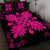 Hawaiian Quilt Maui Plant And Hibiscus Pattern Quilt Bed Set - Pink Black - AH - Polynesian Pride