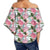 Pink Monstera And Green Tropical Leaves White Women's Off Shoulder Wrap Waist Top - AH - Polynesian Pride