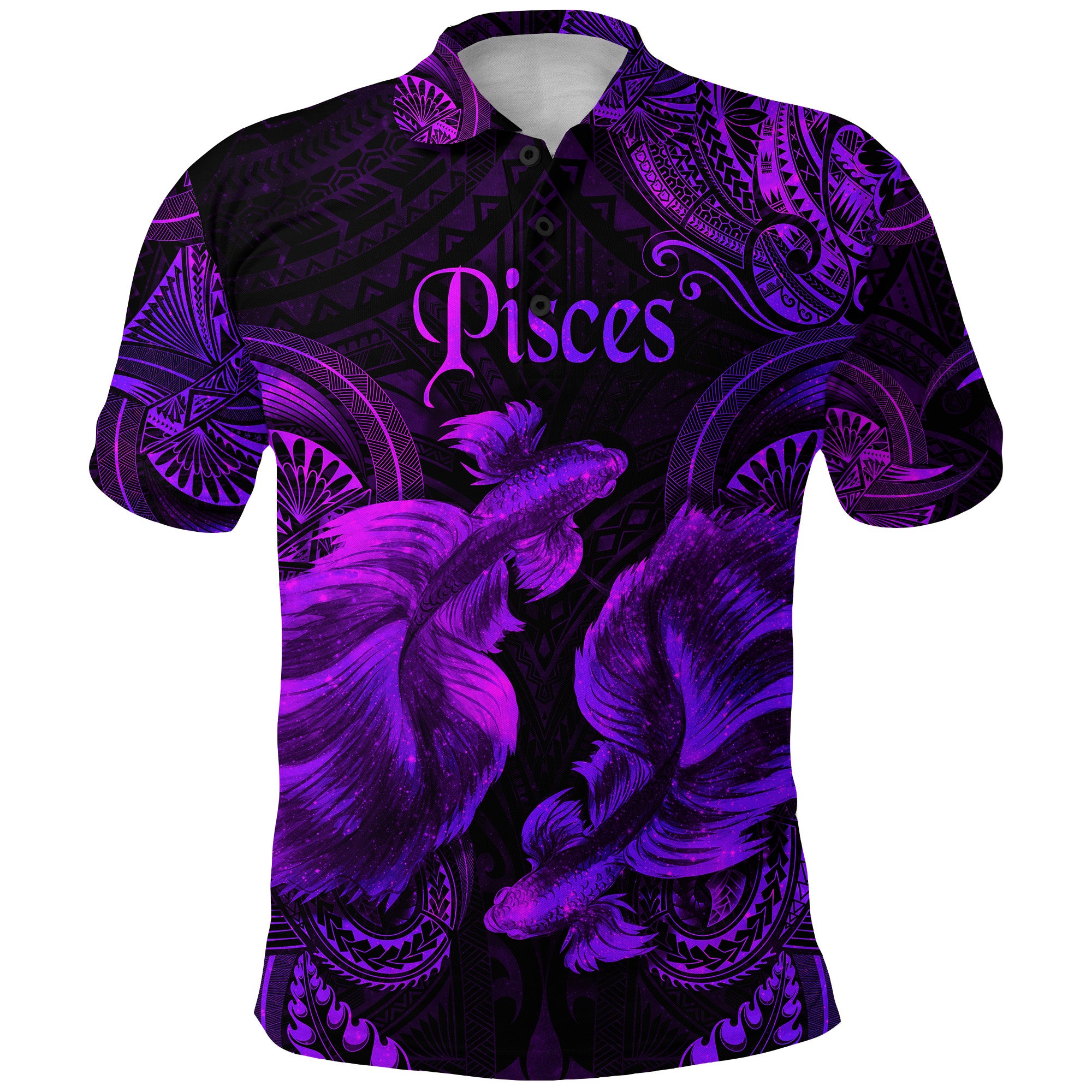 Custom Pisces Zodiac Polynesian Polo Shirt Unique Style Purple LT8 - Polynesian Pride