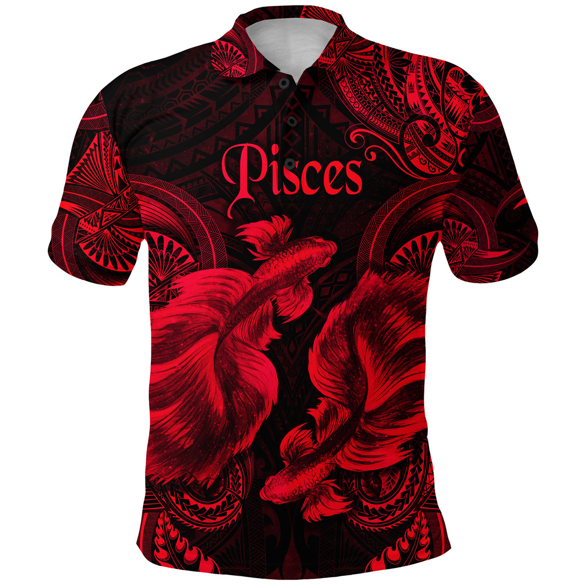 Pisces Zodiac Polynesian Polo Shirt Unique Style Red LT8 - Polynesian Pride