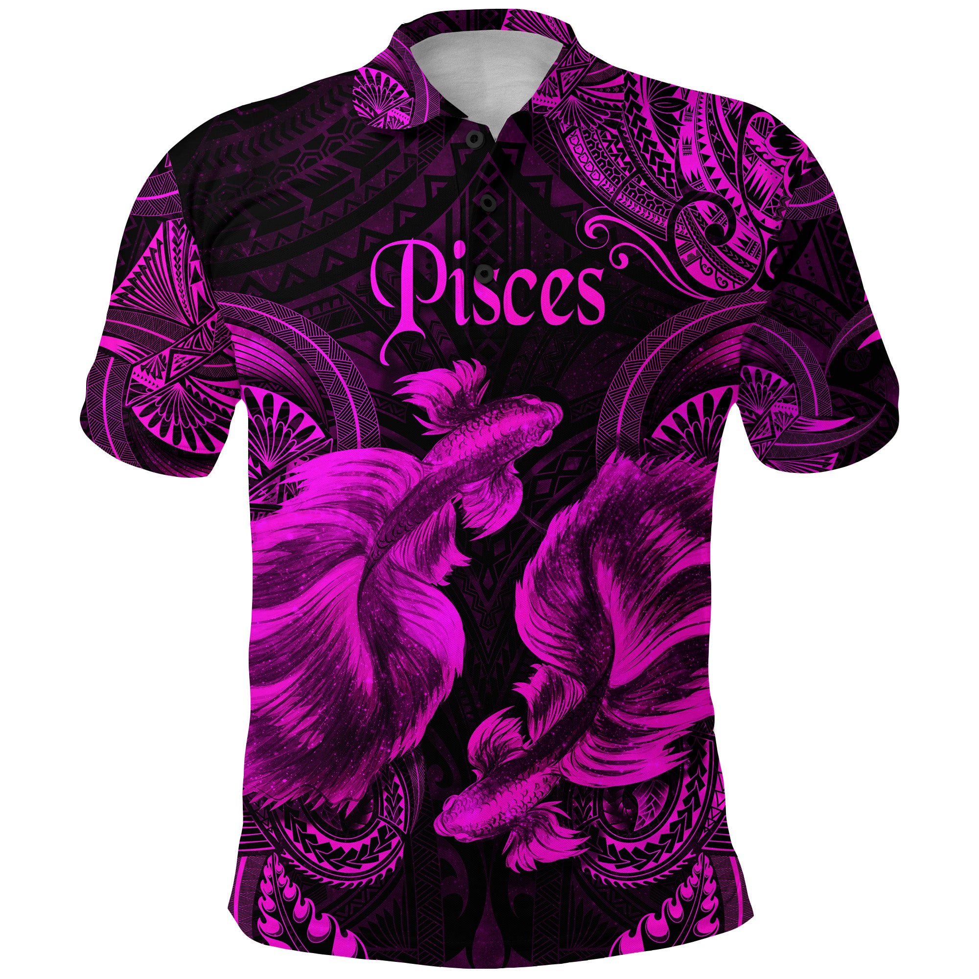 Pisces Zodiac Polynesian Polo Shirt Unique Style Pink LT8 - Polynesian Pride