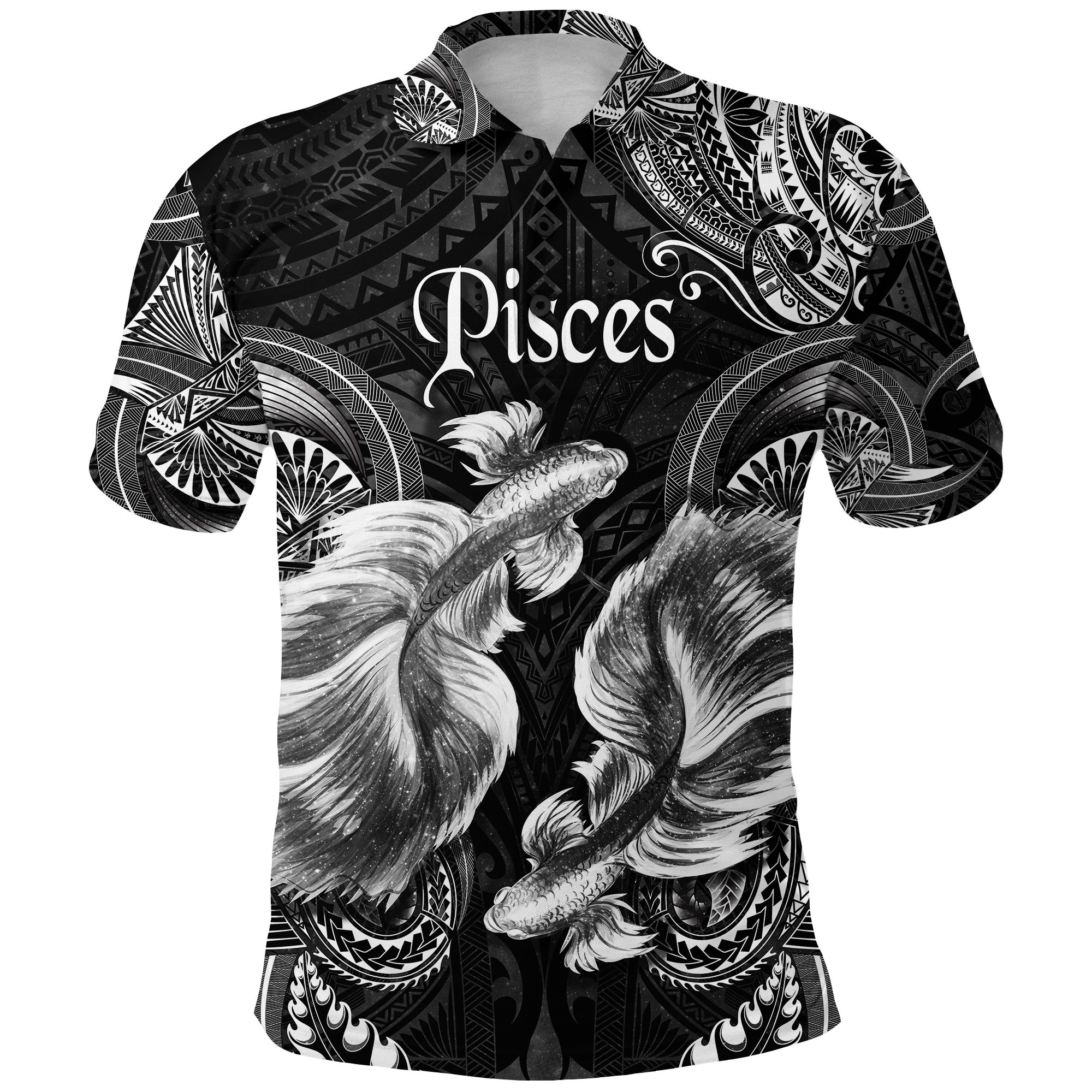 Custom Pisces Zodiac Polynesian Polo Shirt Unique Style Black LT8 - Polynesian Pride