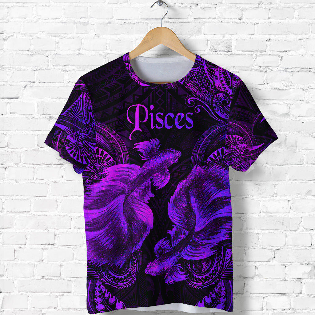 Custom Pisces Zodiac Polynesian T Shirt Unique Style Purple LT8 - Polynesian Pride