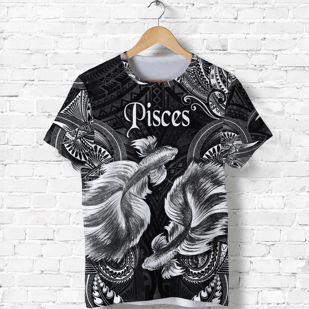 Custom Pisces Zodiac Polynesian T Shirt Unique Style Black LT8 - Polynesian Pride