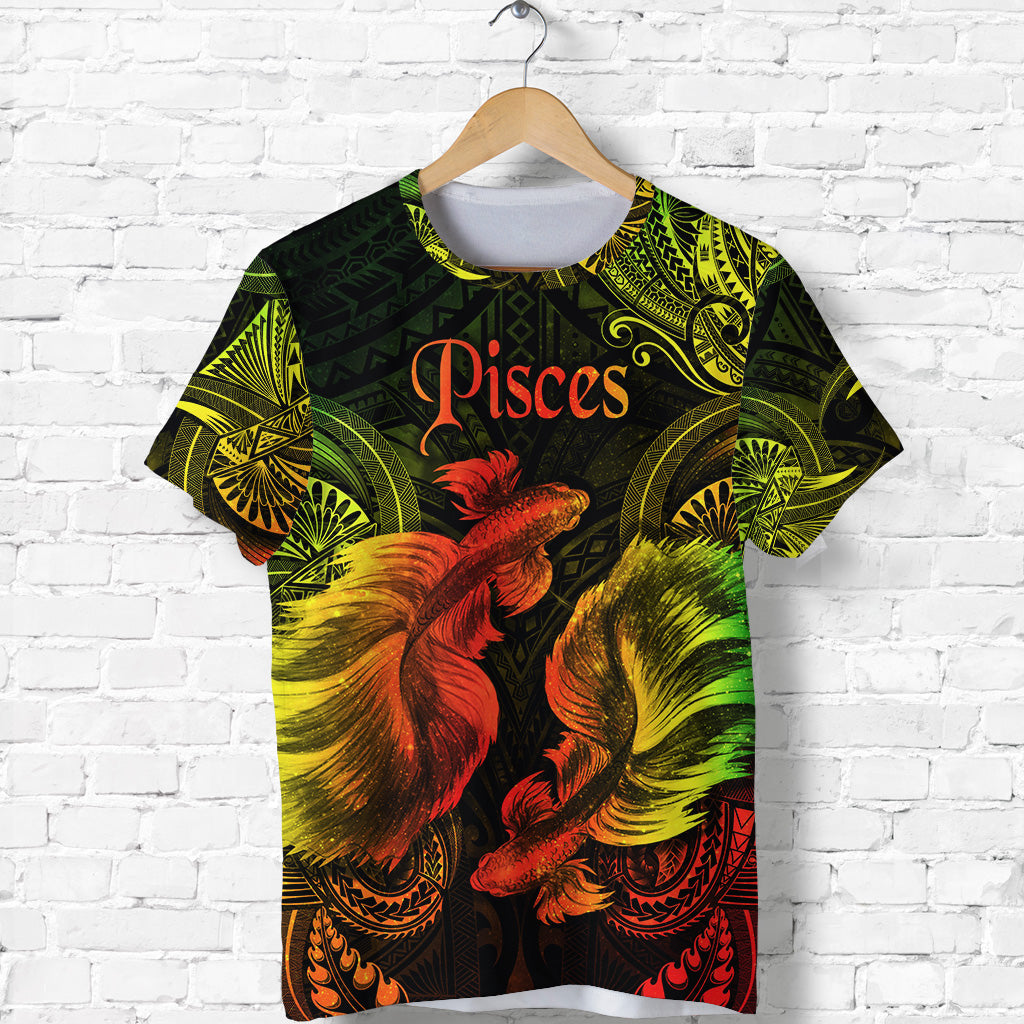 Custom Pisces Zodiac Polynesian T Shirt Unique Style Reggae LT8 - Polynesian Pride