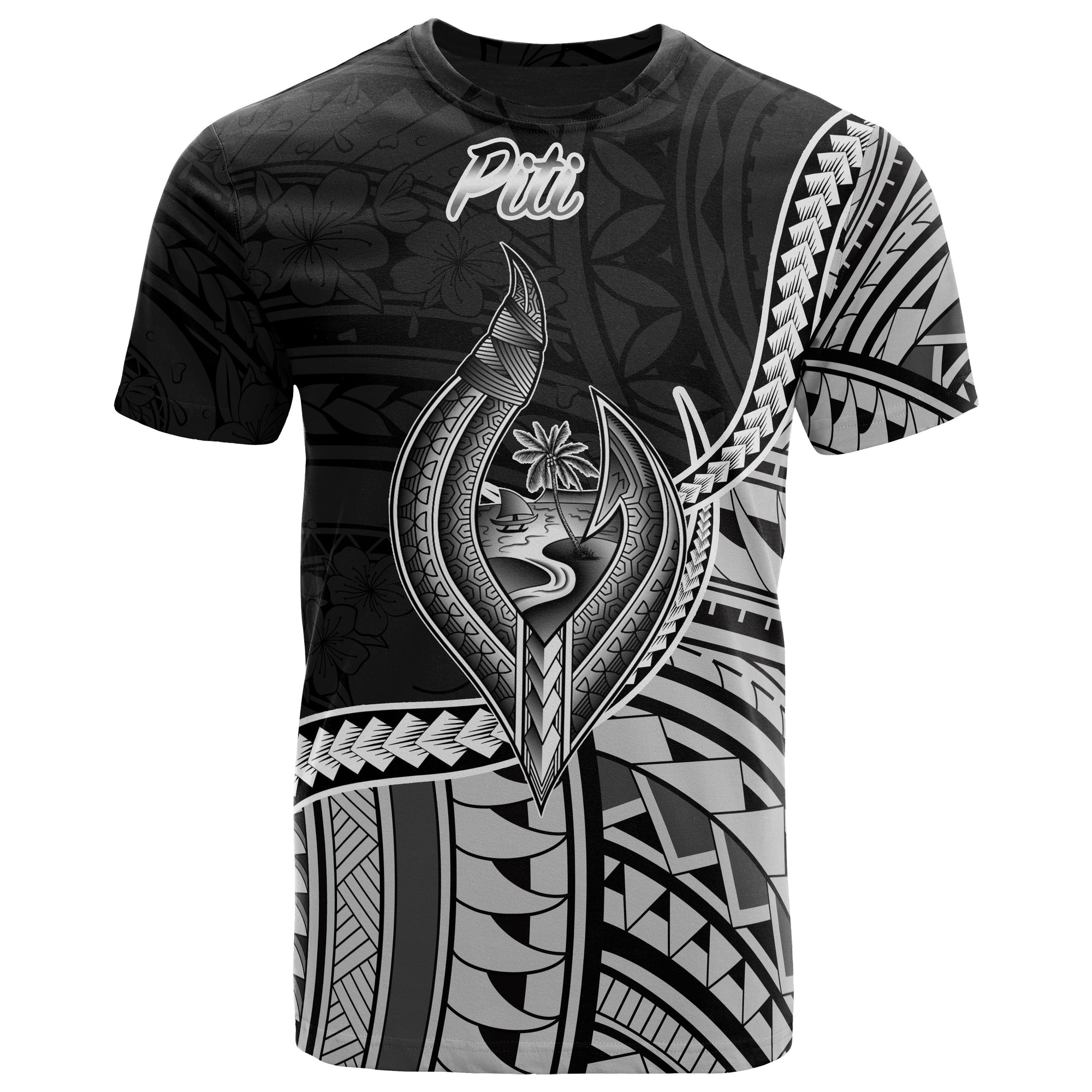 Guam T Shirt Piti Polynesian Patterns Unisex Black - Polynesian Pride