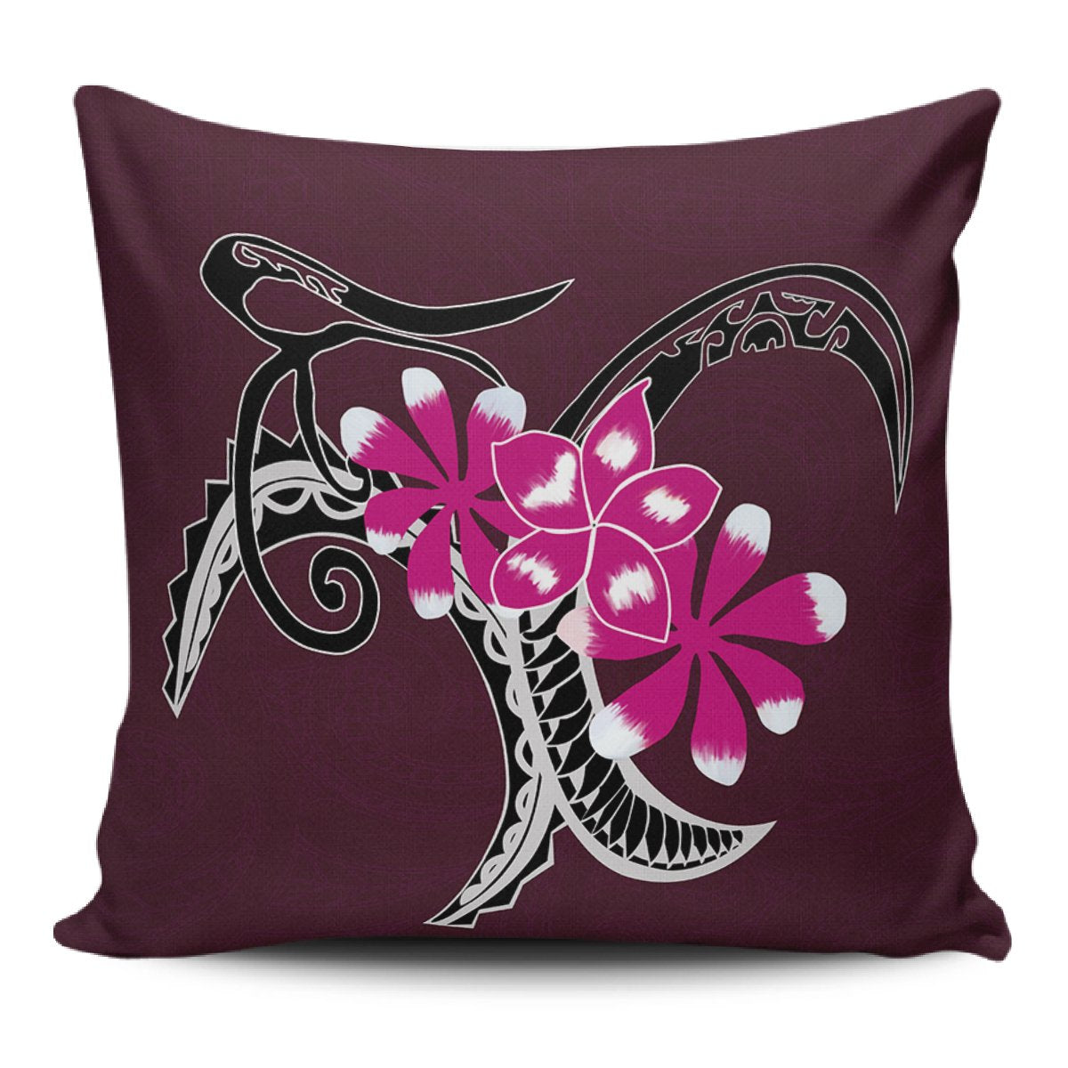 Plumeria Polynesia Pink Pillow Covers One Size Zippered Pillow Case 18"x18"(Twin Sides) Black - Polynesian Pride