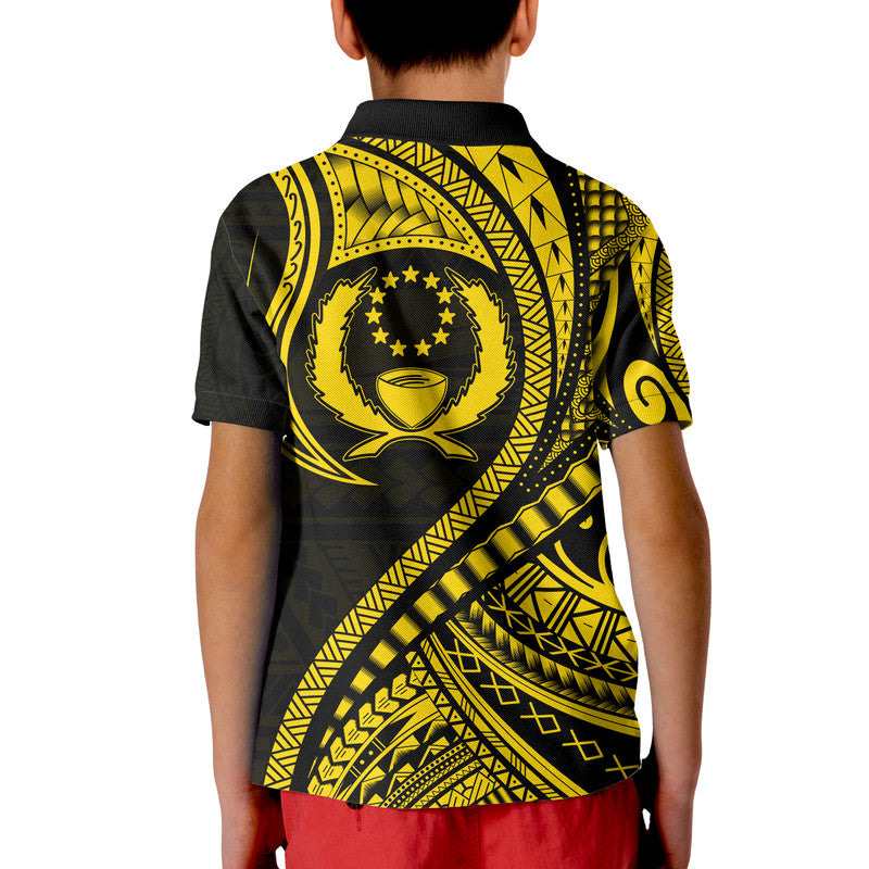 Pohnpei Polo Shirt Federated States of Micronesia Gold Wave Style LT9 - Polynesian Pride