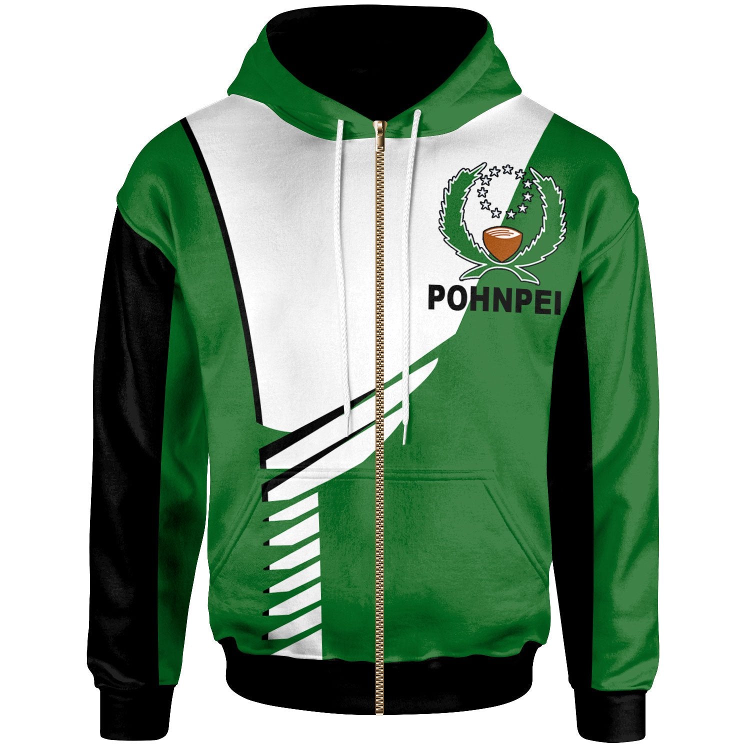 Pohnpei Zip Hoodie Athletes Style Unisex Green - Polynesian Pride