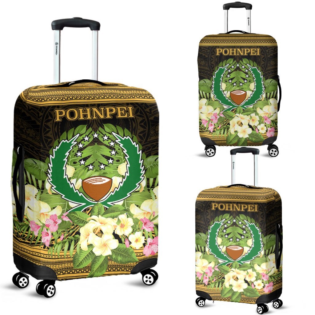 Pohnpei Luggage Covers - Polynesian Gold Patterns Collection Black - Polynesian Pride