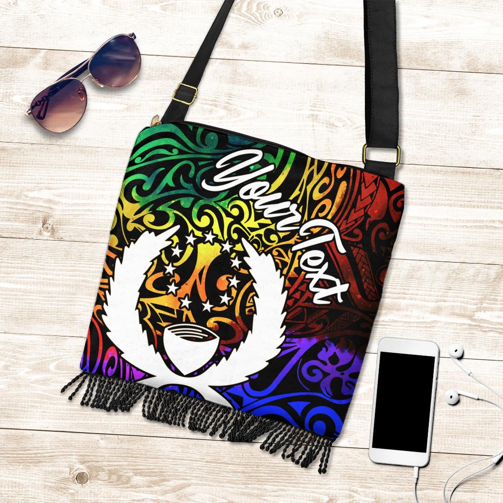 Pohnpei Custom Personalised Boho Handbag - Rainbow Polynesian Pattern One Style One Size Rainbow - Polynesian Pride