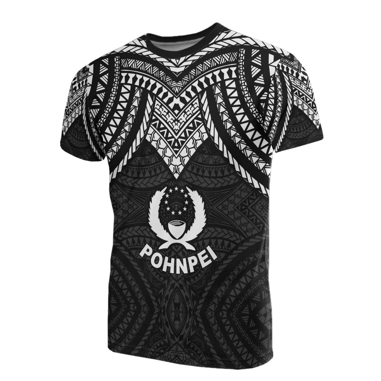 Pohnpei T Shirt Micronesian Pattern Black Armor Style Unisex Black - Polynesian Pride