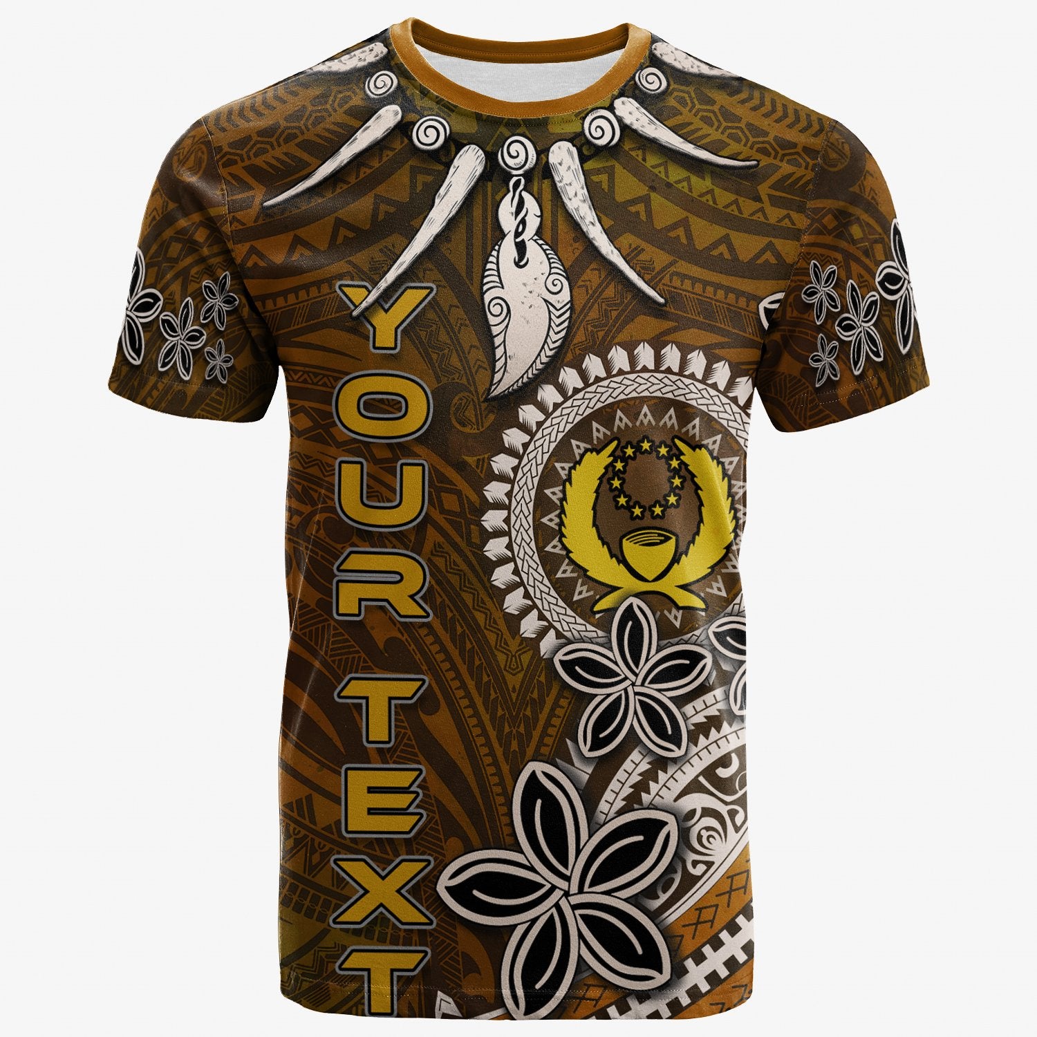 Pohnpei Custom T Shirt Polynesian Boar Tusk Unisex Brown - Polynesian Pride