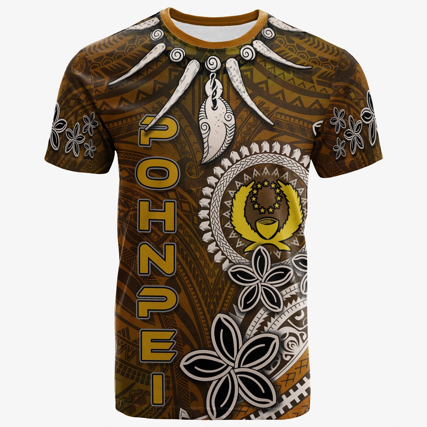 Pohnpei T Shirt Polynesian Boar Tusk Unisex Brown - Polynesian Pride