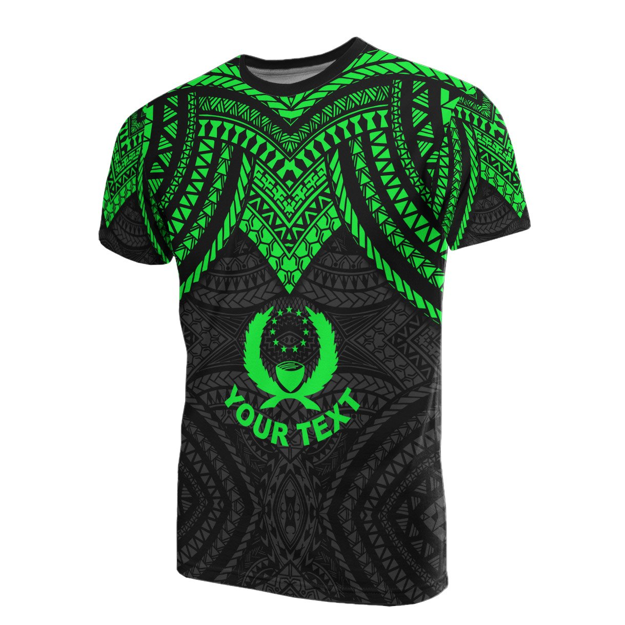 Pohnpei Custom T Shirt Micronesian Pattern Green Armor Style Unisex Green - Polynesian Pride