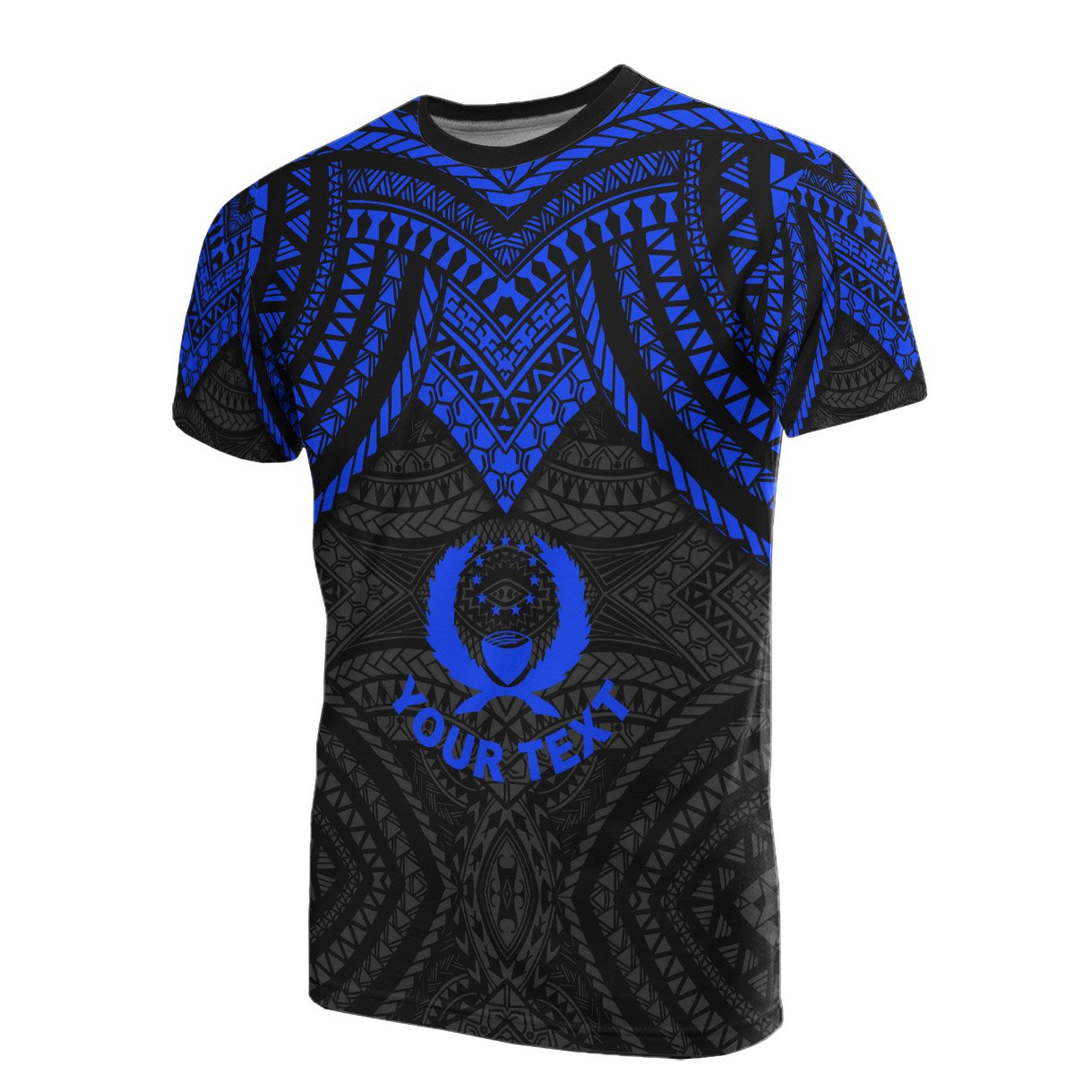 Pohnpei Custom T Shirt Micronesian Pattern Blue Armor Style Unisex Blue - Polynesian Pride