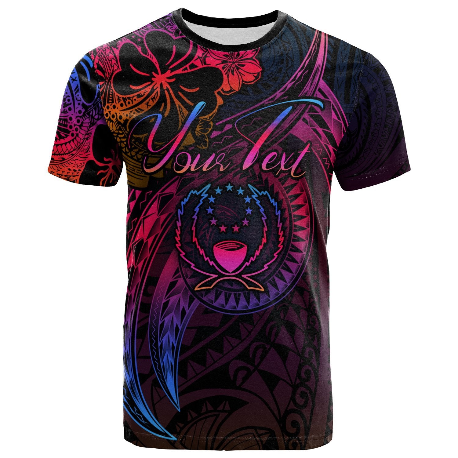 Pohnpei Custom T Shirt Rainbow Style Unisex Black - Polynesian Pride