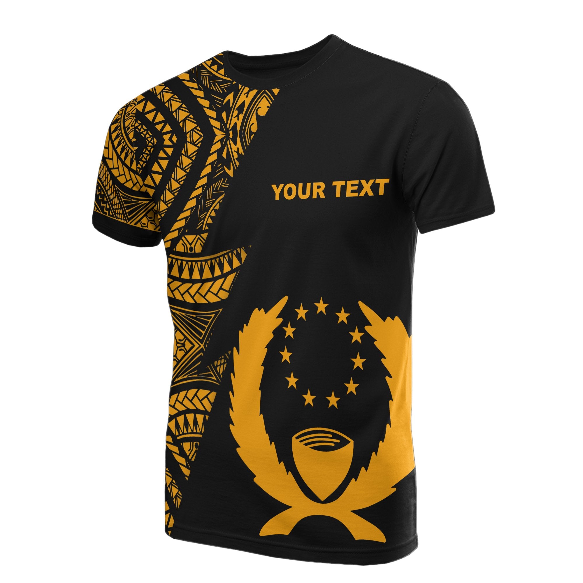 Pohnpei Custom T Shirt Micronesian Pattern Gold Style Unisex Gold - Polynesian Pride