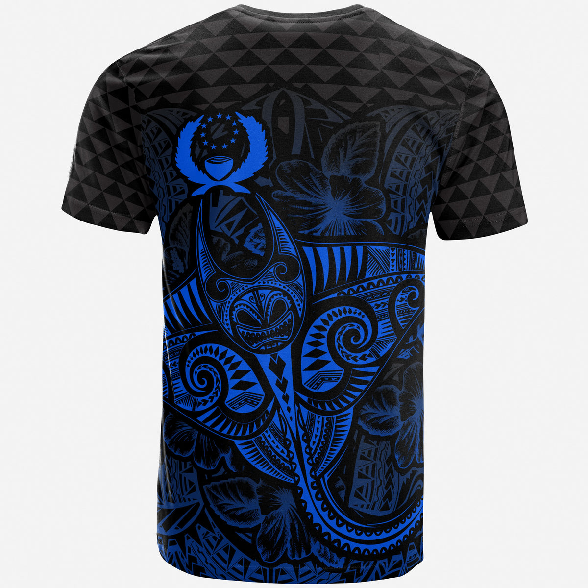Pohnpei Polynesian T Shirt Manta Ray And Hibiscus - Polynesian Pride