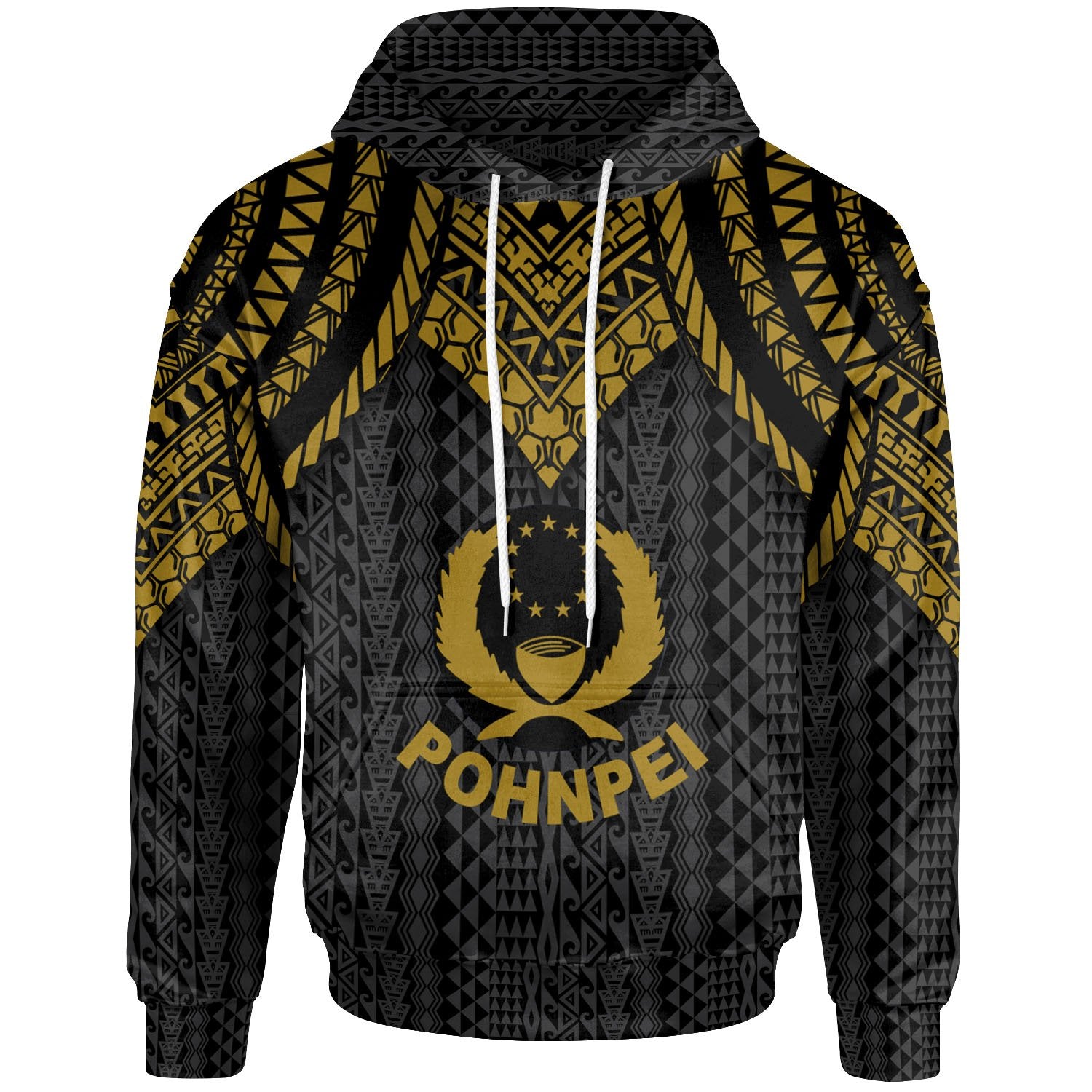 Pohnpei Hoodie Polynesian Armor Style Gold Unisex Gold - Polynesian Pride