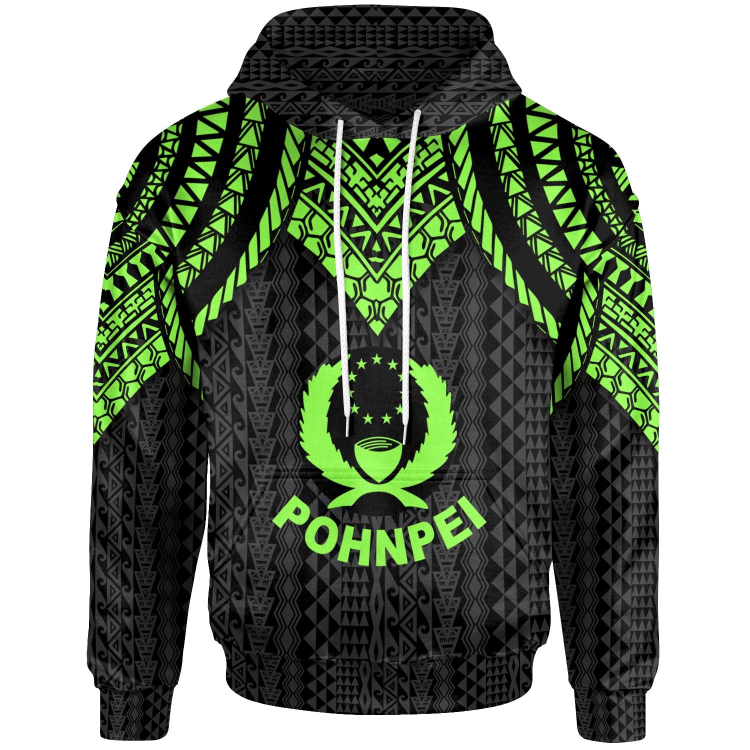 Pohnpei Hoodie Polynesian Armor Style Green Unisex Green - Polynesian Pride