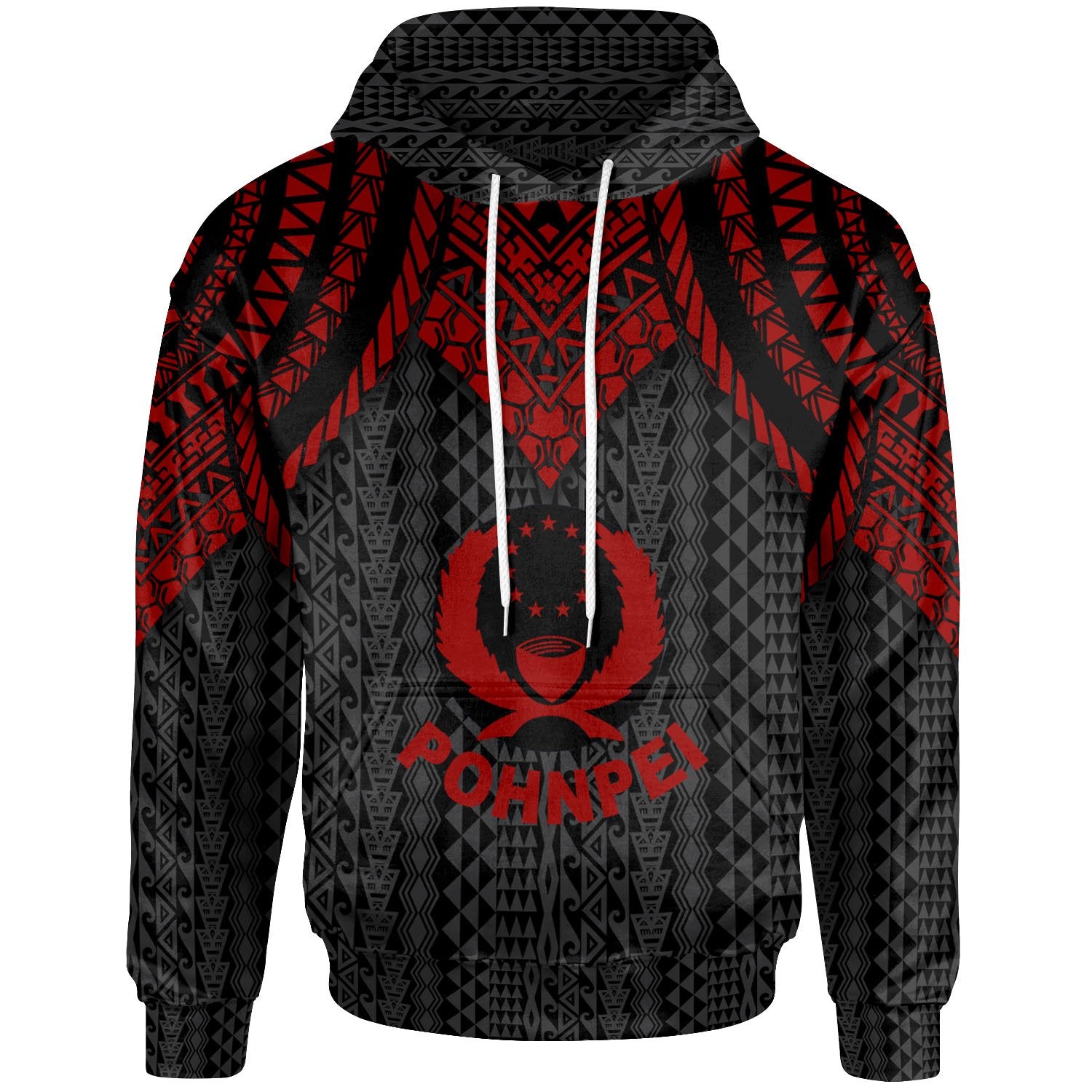 Pohnpei Hoodie Polynesian Armor Style Red Unisex Red - Polynesian Pride