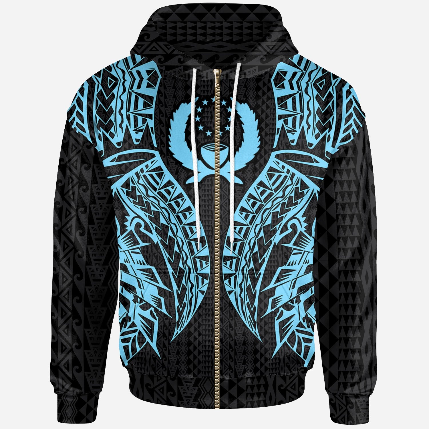 Pohnpei Zip up Hoodie Polynesian Lion Head Neon Style Unisex Neon - Polynesian Pride