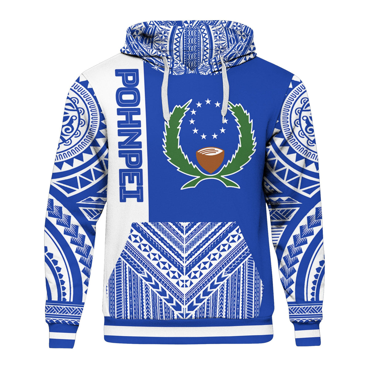 Pohnpei Hoodie Polynesian Chief Style Unisex Blue - Polynesian Pride