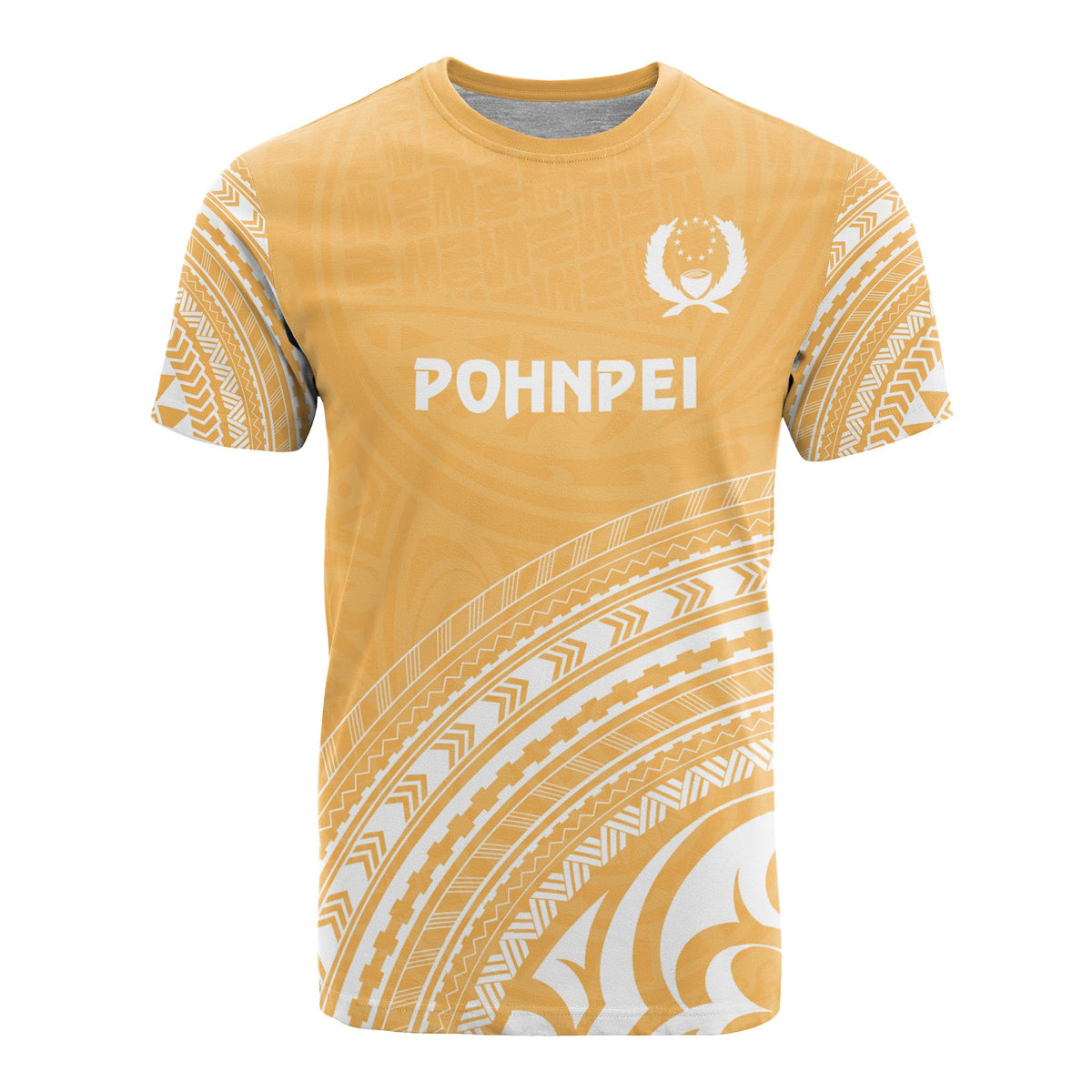 Pohnpei All Over T Shirt Pohnpei Flag Polynesian Tribal Gold Version Unisex Yellow - Polynesian Pride