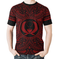 Pohnpei All T Shirt Pohnpei Coat Of Arms Polynesian Red Black - Polynesian Pride