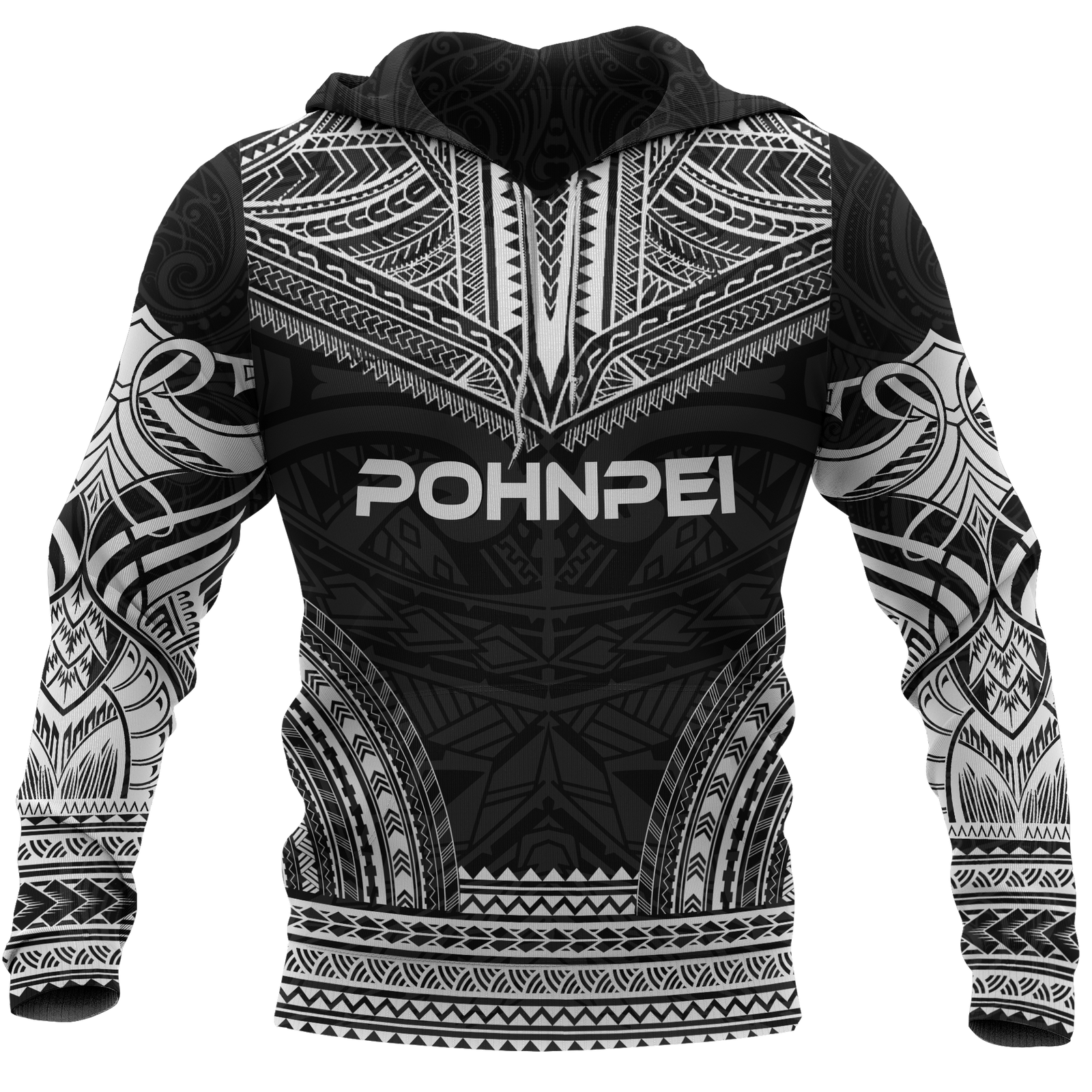 Pohnpei Polynesian Chief Hoodie Black Version Unisex Black - Polynesian Pride