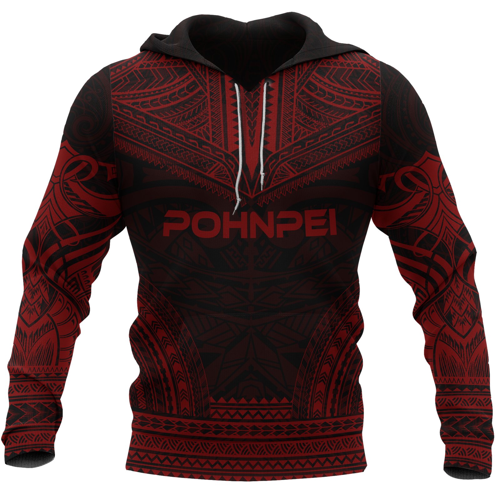 Pohnpei Polynesian Chief Hoodie Red Version Unisex Red - Polynesian Pride