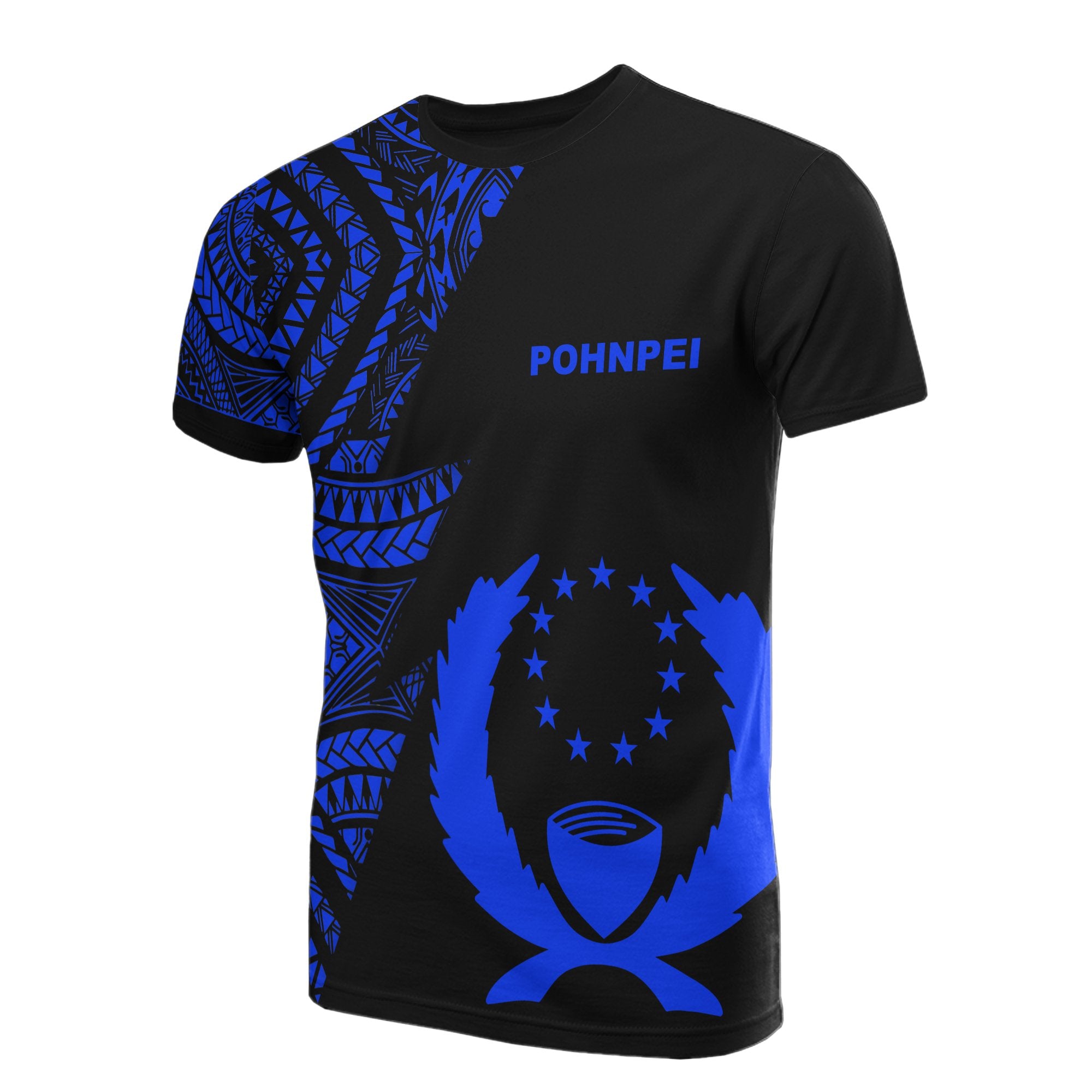 Pohnpei T Shirt Micronesian Pattern Blue Flash Style Unisex Blue - Polynesian Pride