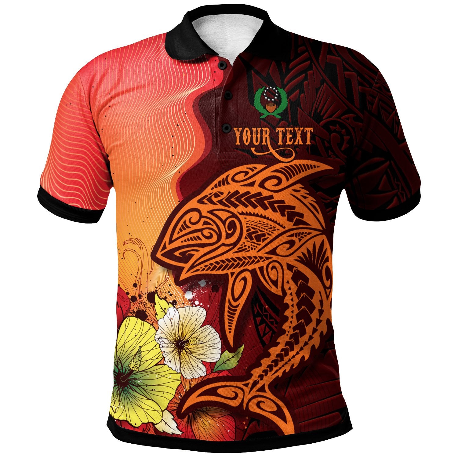 Pohnpei Custom Polo Shirt Tribal Tuna Fish Unisex Orange - Polynesian Pride