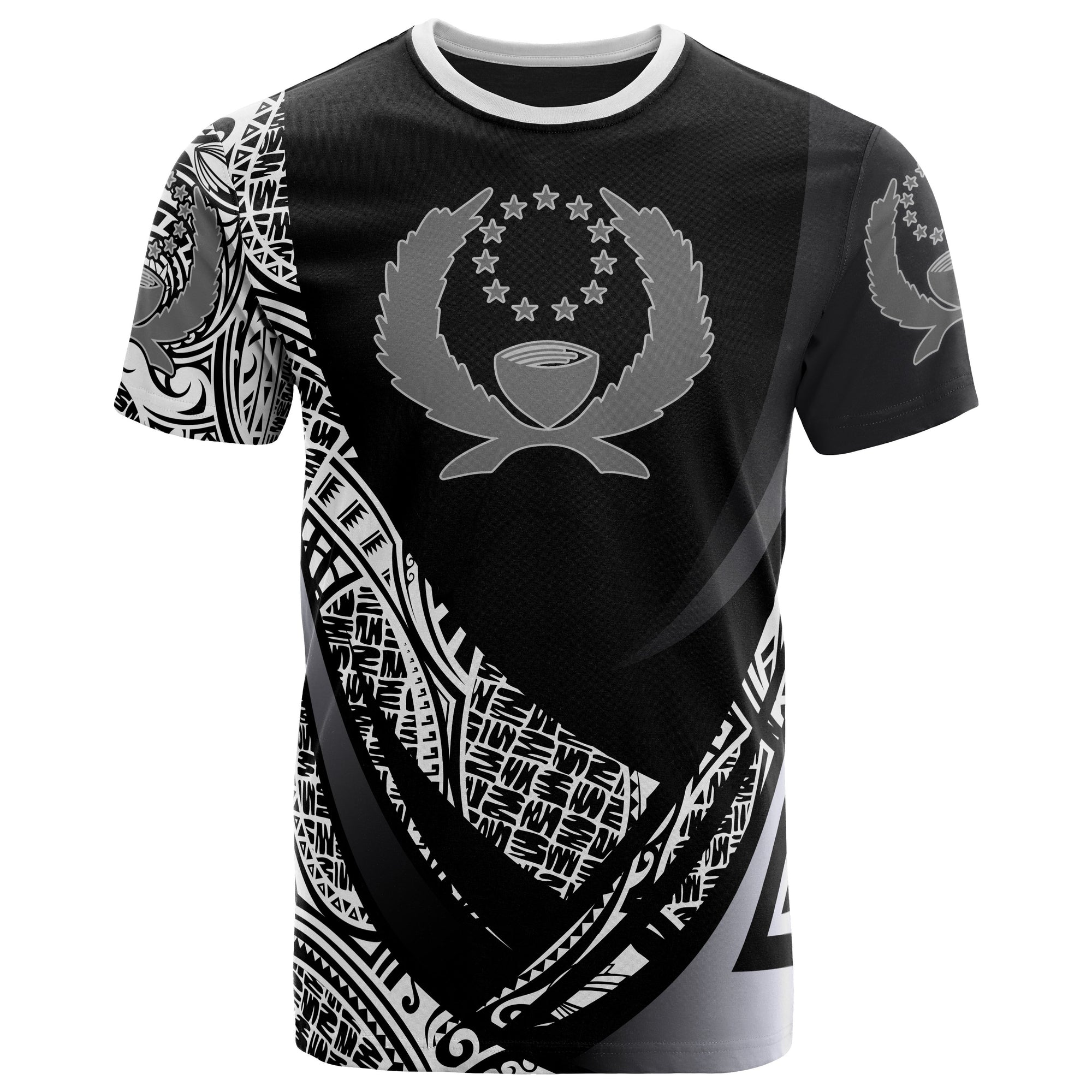 Pohnpei State T Shirt Polynesian Patterns Sport Style Unisex Black - Polynesian Pride