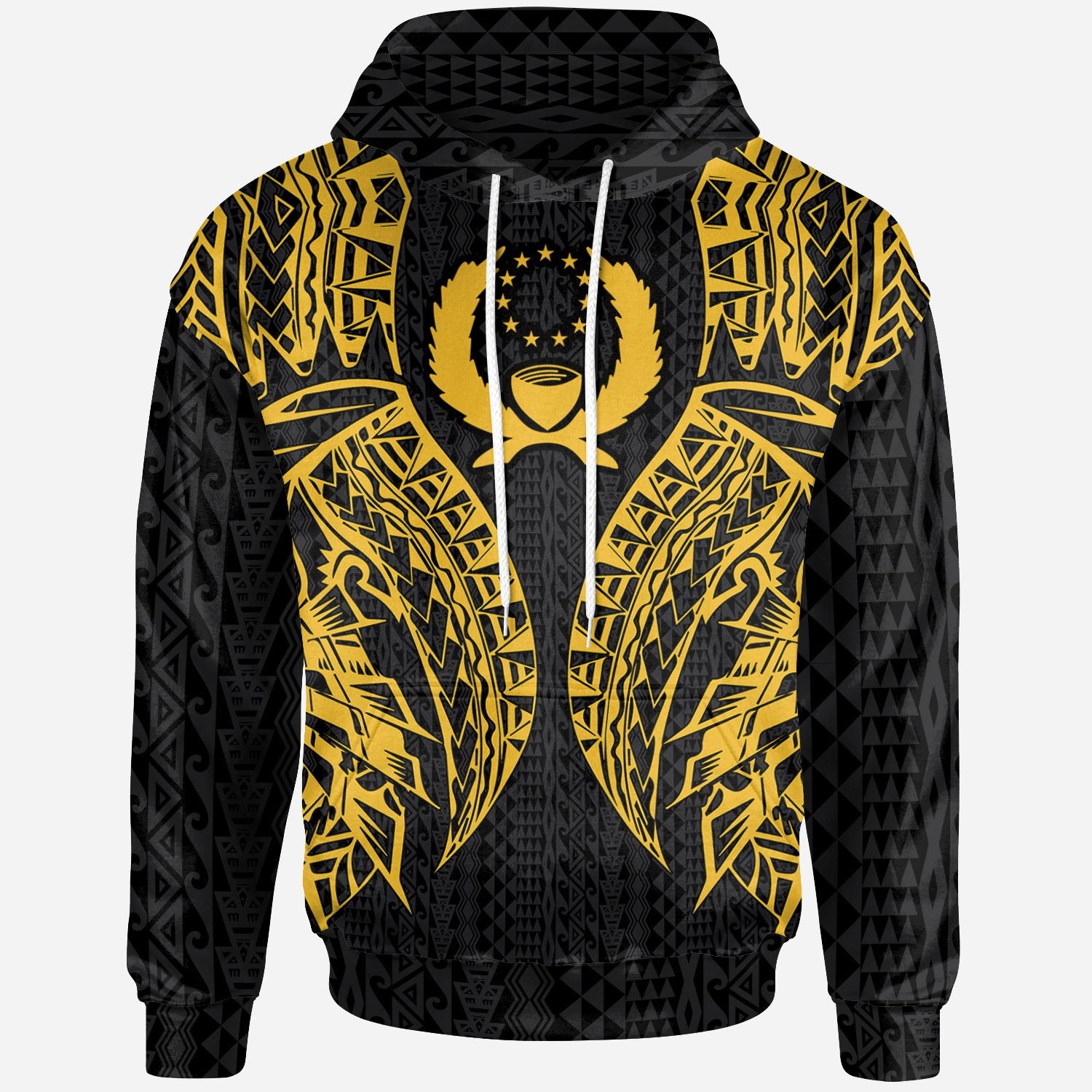 Pohnpei Hoodie Micronesian Lion Head Gold Style Unisex Gold - Polynesian Pride