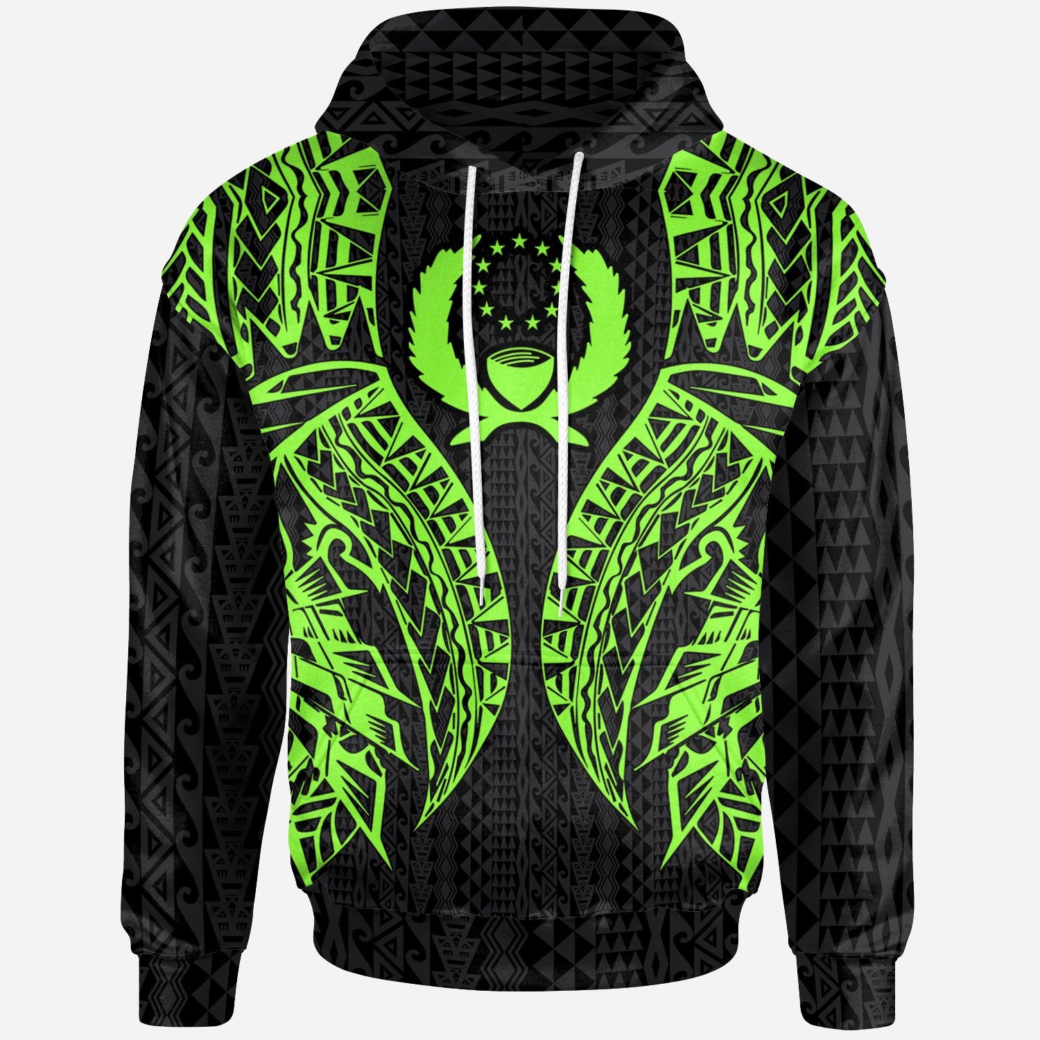 Pohnpei Hoodie Micronesian Lion Head Green Style Unisex Green - Polynesian Pride