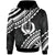 Pohnpei Hoodie Palm Leaf Texture White Unisex Black - Polynesian Pride