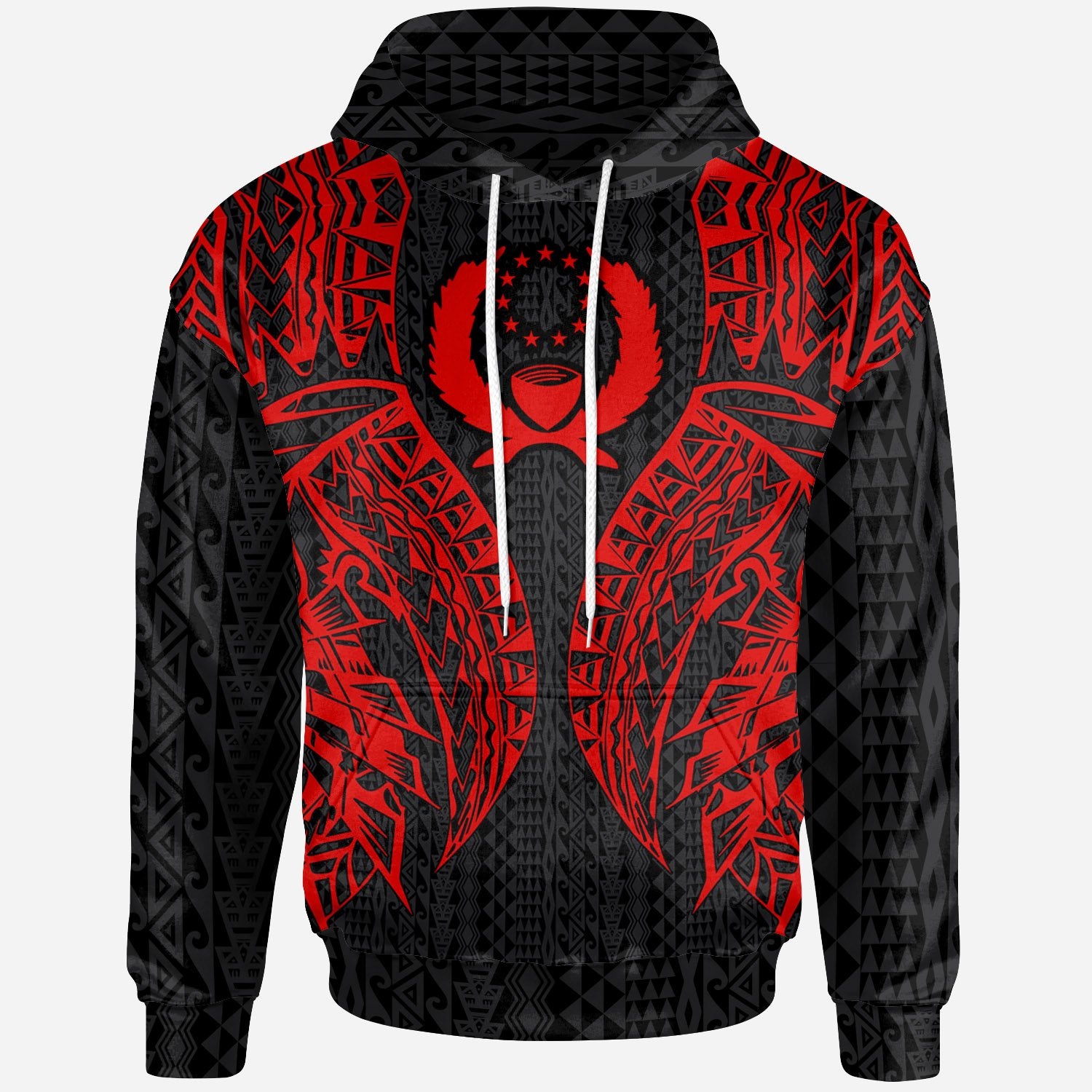 Pohnpei Hoodie Micronesian Lion Head Red Style Unisex Red - Polynesian Pride