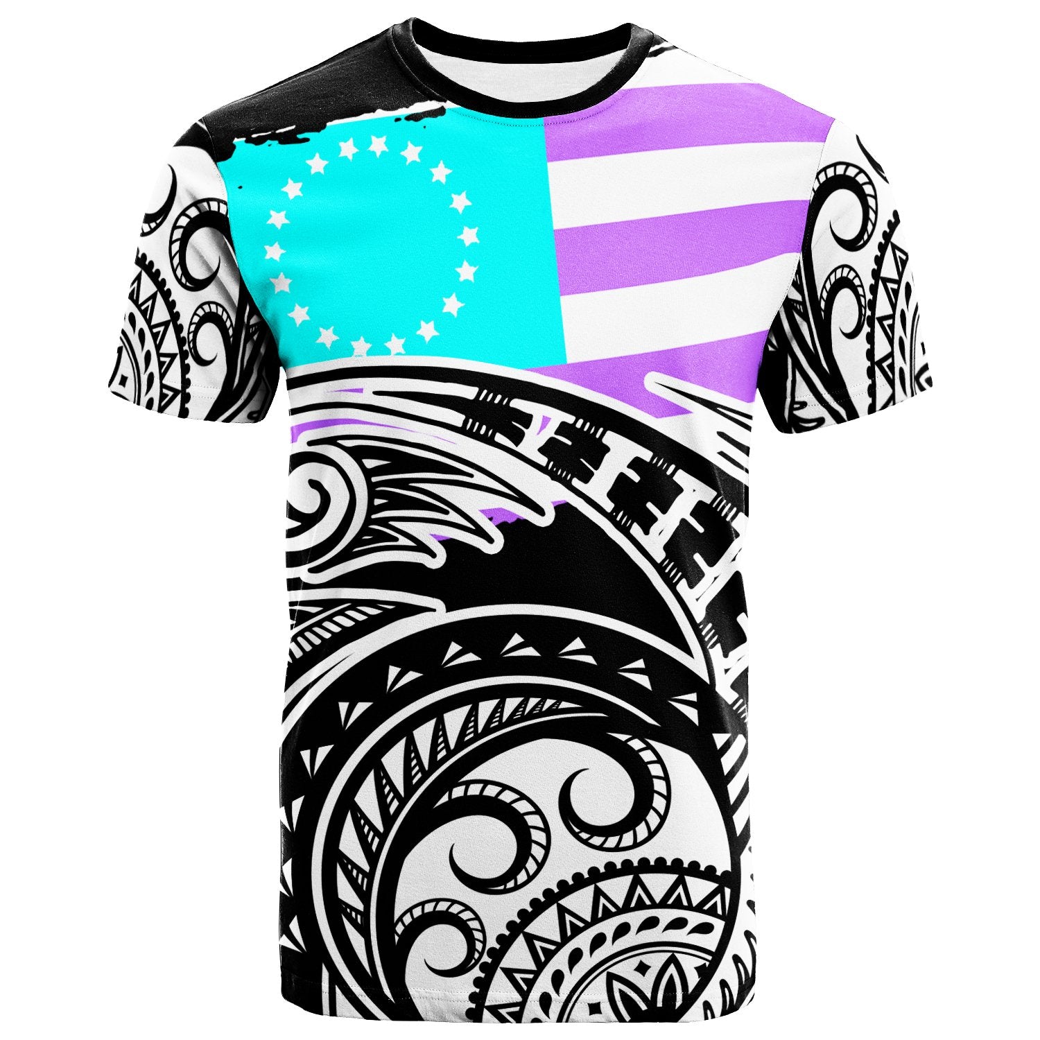 Pohnpei T Shirt Nett Flag With Round Black White Pattern Unisex Art - Polynesian Pride