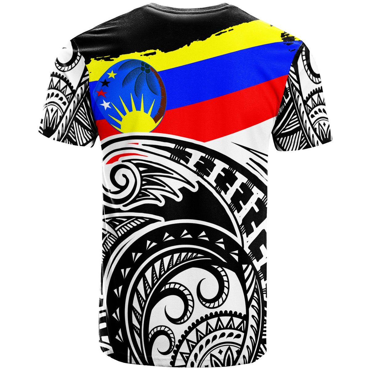 Pohnpei T Shirt Pingelap Flag With Round Black White Pattern - Polynesian Pride