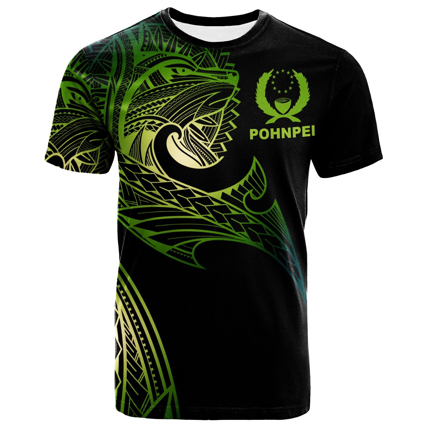 Pohnpei T Shirt Leader Wolf Is You Gradient Color Unisex Black - Polynesian Pride