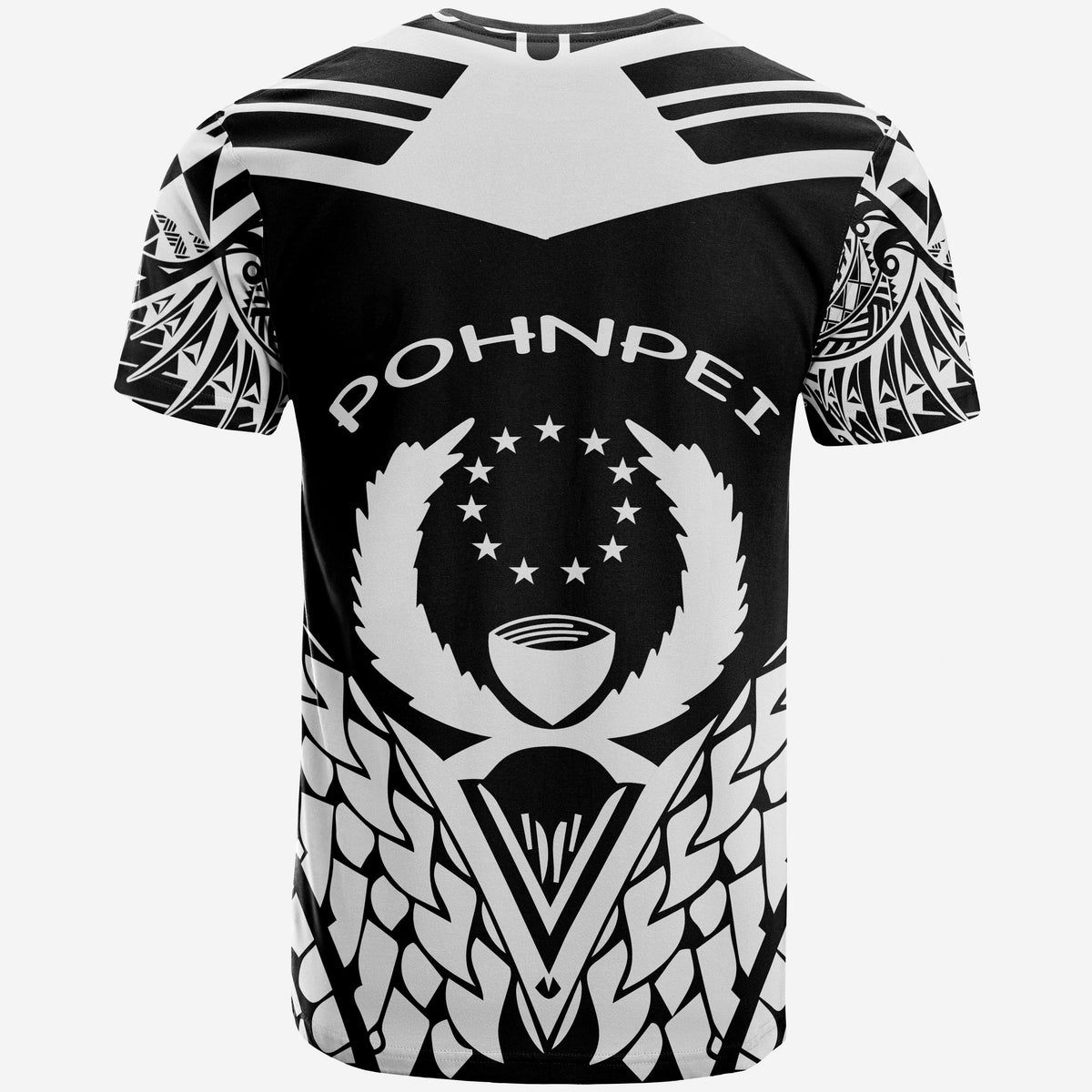 Pohnpei Custom T Shirt Unique Eagle Feather Texture BlackWhite - Polynesian Pride